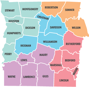 County Map of Middle TN